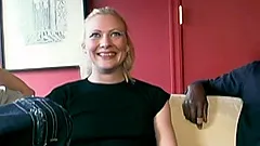 Cute blonde with perky tits enjoying a hardcore interracial fuck