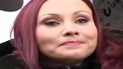 Flirtatious redhead sucks a big boner in the car before being screwed in a mmf threesome