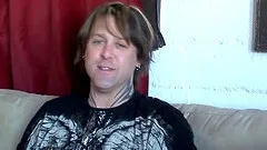 Horny dude with awesome tattoos beating his meat for the camera