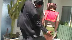 Chubby brunette with big natural tits enjoying a hardcore interracial fuck