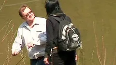 Exhibitionist wife gets fucked on a blanket in the forest