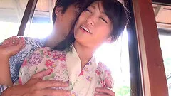 Messing around with a Japanese girl's twat and fucking her