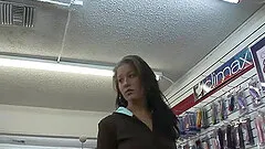 Dazzling solo model unpinning her attire showcasing her shaved pussy in public