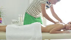 Massaging a petite brunette chick before fucking her