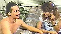 Homemade retro video with brunette milf enjoying massage and cunni