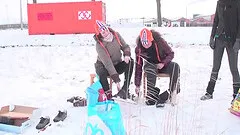 Euro teens get filmed while practicing winter sports in the nude