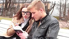 Nerdy college girl gets fucked hard by another student