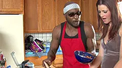 Kinky cougar with a hot ass enjoying an interracial gangbang