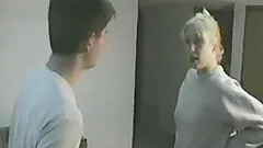 Tattooed blonde takes on two cocks after rubbing her pussy using a vibrator