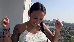 A gorgeous Latina babe gets slammed by a big, black cock