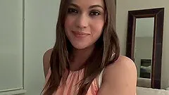 Gorgeous Alyssa Reece strips off her top and shows her perfect tits