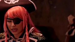 Facial cumshot after a hardcore cosplay cock sucking