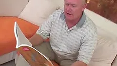 Striking cougar giving huge dick blowjob then getting banged hardcore in threesome sex