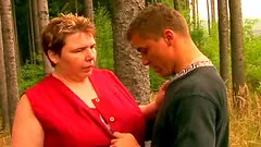 Outdoor fucking for a naughty fat mature cunt Nadezda