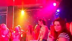 Party slut giving hot blowjob to stripper at an orgy