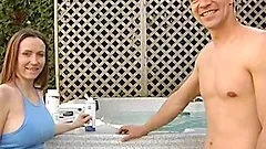 He gets that good outdoor blowjob and fucks the girl indoors