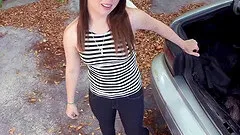 Cute nerd girl sucks and fucks the pawn shop guy with a big cock