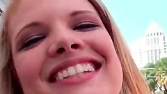 Blonde showing tits and undies upskirt in public