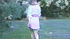 Vintage babe is inspired to dance with her natural tits out