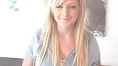 Solo model wearing thong masturbates toying pussy in solo model scene