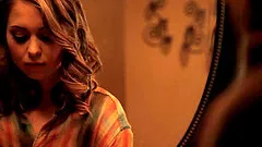 Pretty pink dress on sexy Riley Reid as she makes love to him