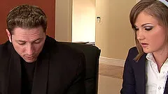 Risque coed with nice ass in uniform and panties giving a deep throat blowjob before getting drilled