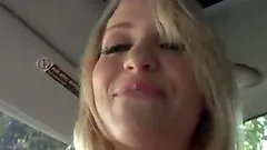 Nasty blonde amateur blows fat dick in the car