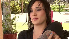 Tattooed chick with a strap on ravishes this blonde pussy