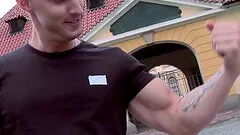 Shy dude fucks his pal outside and receives a facial cumshot