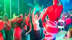 Sexy stripper gets cock blown at CFNM sex party