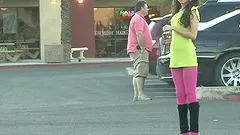 Pigtailed brunette Trinity shows her slim body in outdoor reality clip