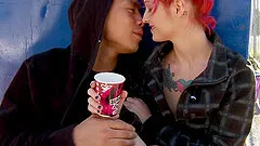 A hot punk rock girl with pink hair gets drilled hard
