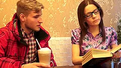 First date fuck with a sexy teen nerd in a pair of glasses