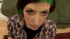 Vixenish punk pornstar with a shaved pussy rides a cock cowgirl style in a hot pov action