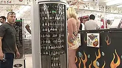 Horny flasher slut outside in reality porno smoking and showing tits and ass