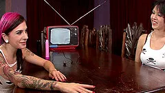 Two sexy punker girls get naked and make each other cum
