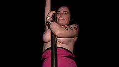Randy stripper on the pole gets freaky with the lesbian chick
