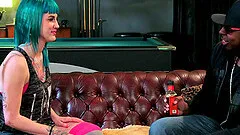 Dainty punk babe in sexy stockings enjoying a wild interracial pounding