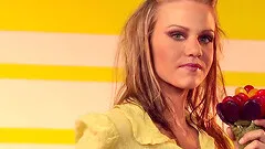 A nice close up shot of a sexy blonde fingering her tight pussy