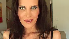 Brunette mom Shay Sights licks and rubs a hard cock indoors