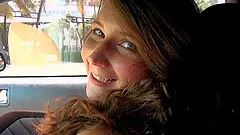 POV video of a teen babe sucking and fucking in a car