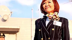 Mature Japanese pornstar gets a cumshot after getting drilled doggy style