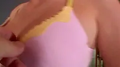 Sexy redhead with nice big tits enjoying an interracial gangbang