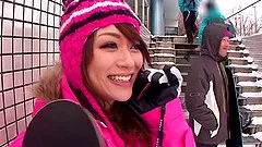 Doting Japanese pornstar getting slammed hardcore in a captivating foursome