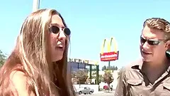 Gorgeous milf in glasses moans while getting her shaved pussy drilled hardcore