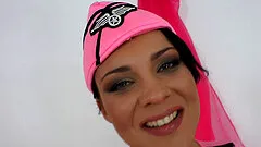 Immaculate brunette in dashing uniform getting screwed by a big cock