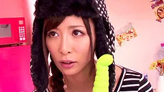 Sweet Japanese teen in pantyhose enjoys being teased using a toy