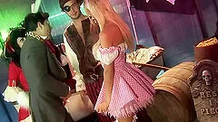 Pornstar giving big cock blowjob then moaning while being drilled hardcore in group sex