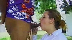 Chubby amateur skank Joana enjoys interracial sex outdoors