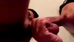 Hardcore homemade clip with a brunette chick sucking a boner